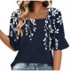 thumbnail image 1 of Blusas de Manga Corta para las Mujeres, Moda Verano Impreso, Blusas de Cuello Redondo, Chaqueta de Manga Corta para las Mujeres, 1 of 8
