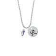thumbnail image 2 of Delight Jewelry Silvertone Mini Royal Blue Running Shoe Silvertone Script Initial Disc - R - Charm Necklace, 20"+3", 2 of 4