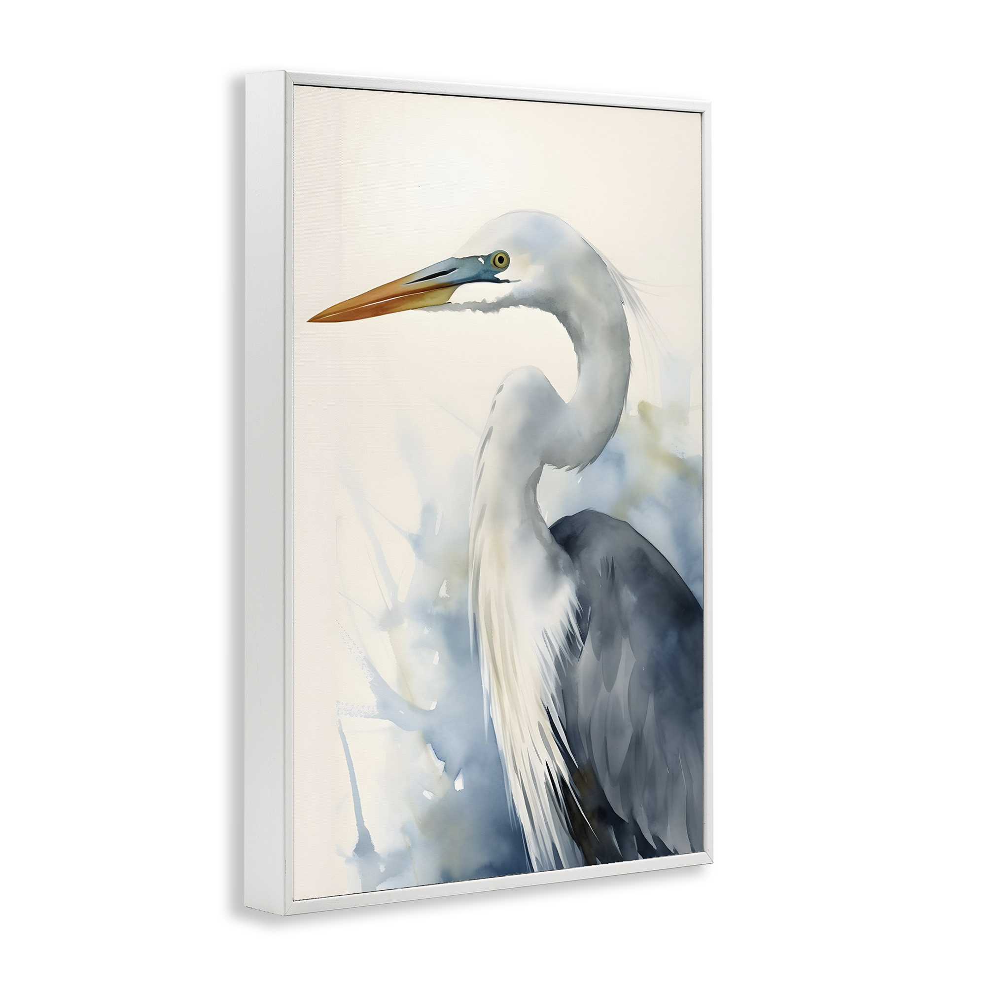 Stupell Industries Quiet Heron View Animals & Insects Painting White Framed Art Print Wall Art, 12 x 18