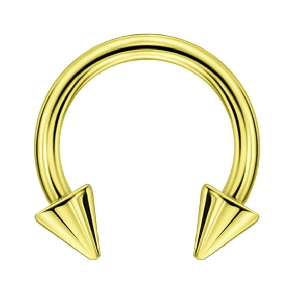 FANSING 16g 8mm Gold Surgical Steel Horseshoe Septum Rings 16 Guage Internally Threaded Circular Barbell with Removable Spike Ends