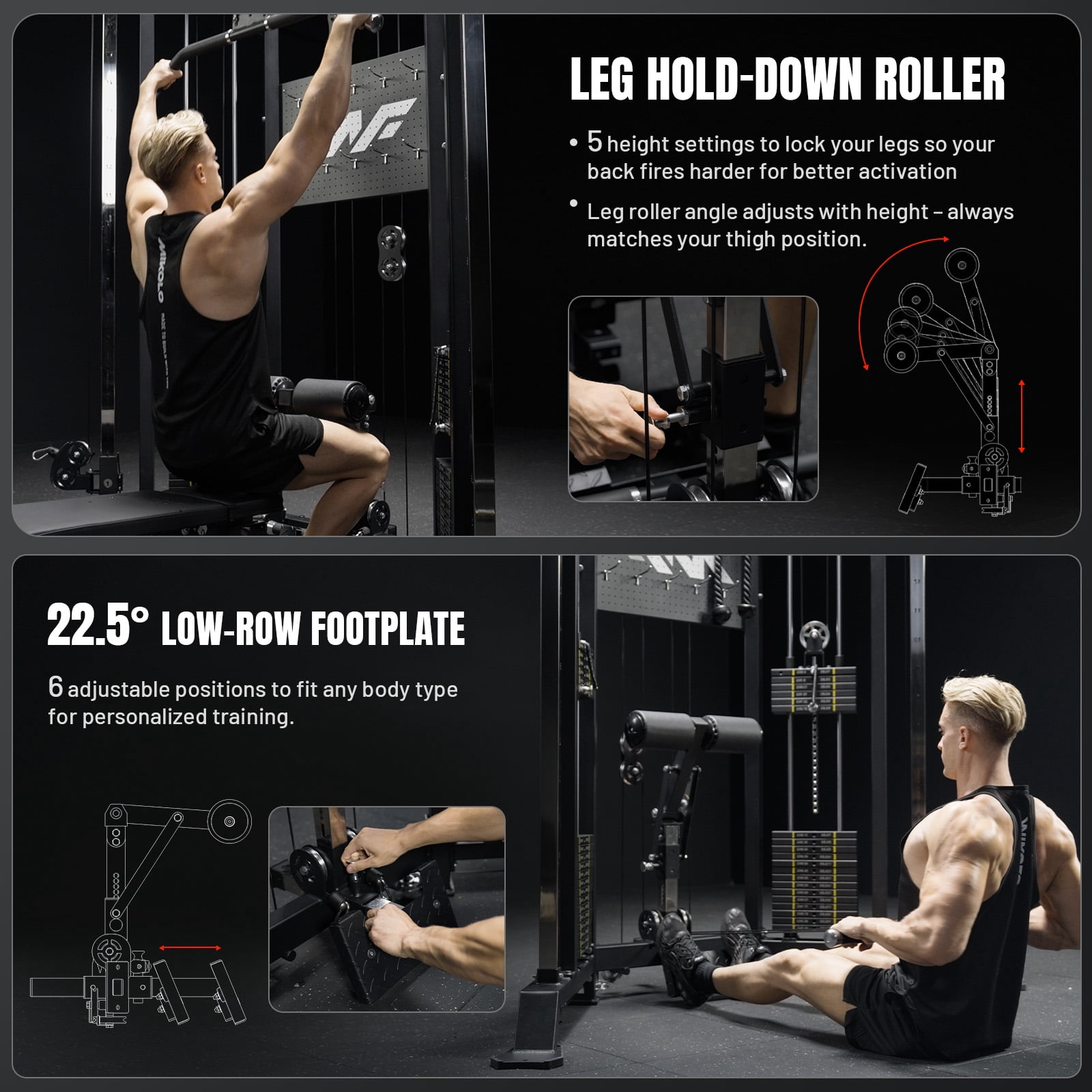 Mikolo Cable Crossover Machine Falcon with 400lbs Weight Stack, Functional Trainer with Independent Double Pulley System, 2000lbs Multi-Functional Chest Fly Machine, Lat Pulldown Machine