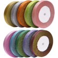 thumbnail image 4 of 10 Rolls 3/5 Inch Width Metallic Glitter Ribbon for Holiday Wedding Party Decoration Gift Wrapping, 4 of 7