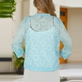 thumbnail image 4 of Women's Cardigan Solid Color Lace Knitted Cardigan With A V Neck And Three Quarter Sleeves For Ladies,Blue Women's Cardigan M, 4 of 5