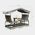 thumbnail image 3 of Domi 4-Seat Outdoor Glider Benches with Canopy, Retro Metal Glider Chair with Aluminum Frame, Patio Swing Chair for Outside,Garden,Lawn, 3 of 9