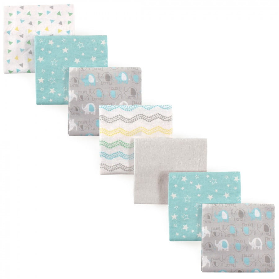 Luvable Friends Baby Cotton Flannel Receiving Blankets, Basic Elephant