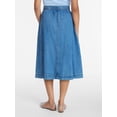 thumbnail image 4 of Time and Tru Women's Button Front Denim Midi Skirt, Sizes XS-XXXL, 4 of 6