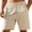Beige, variant on Mens Textured Casual Shorts Drawstring Elastic Waist Loose Fit Knee Length Shorts For Streetwear And Daily Wear,Beige,XXL