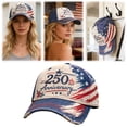 thumbnail image 2 of Baseball Cap, 250th Anniversary Patriotic America 1776-2026 Adjustable Trucker Hat for 4th of July & Outdoor Activities, White, 22.4 Inch, 2 of 8