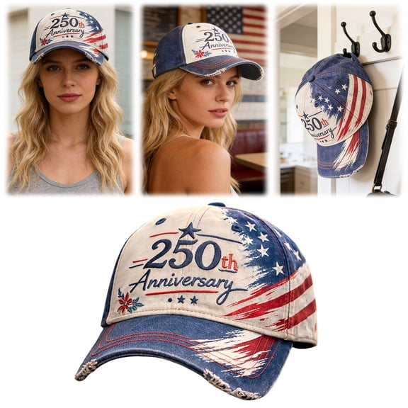 America 250th Anniversary Commemorative Baseball Cap, Patriotic 1776-2026 USA Flag Hat, Adjustable Strap Baseball Hat for Outdoor, Independence Day & Anniversary Celebration