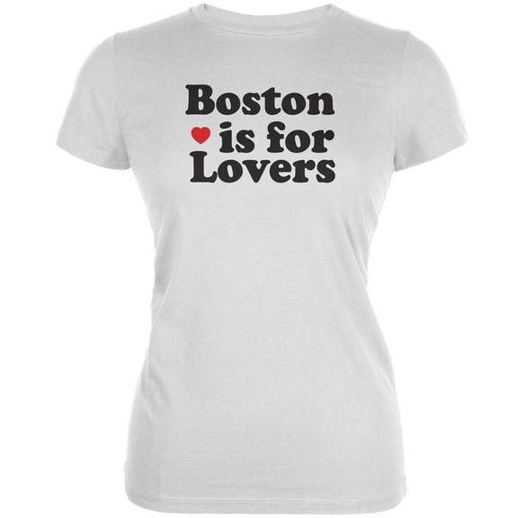 Boston Is For Lovers White Juniors Soft T-Shirt - Medium