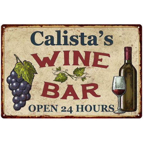 Calista's Rustic Wine Bar Sign Wall Decor Kitchen Gift 16 x 24 Matte Finish Metal 116240056793