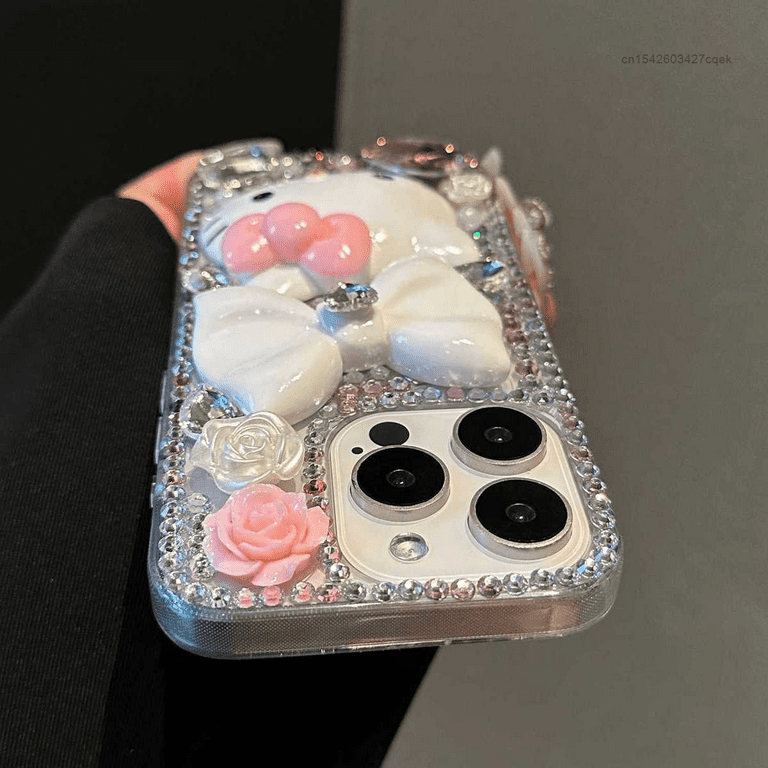 Sanrio Full Rhinestone Heart Hello Kitty Phone Case For