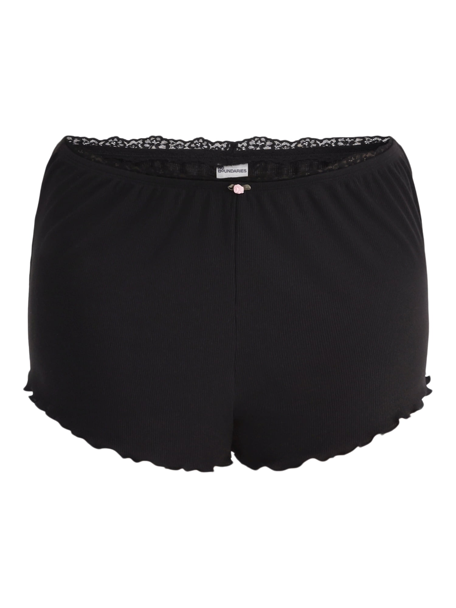 No Boundaries Ribbed Sleep Shorts with Lace Trim, Women's