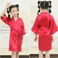 thumbnail image 4 of TOOYOU Girls Pajamas Silk Pjs Satin Bathrobe Kimono Robes Nightgown Sleepwear Clothes Loungewear Outfits For Toddler Red Size 5-6 Years, 4 of 4