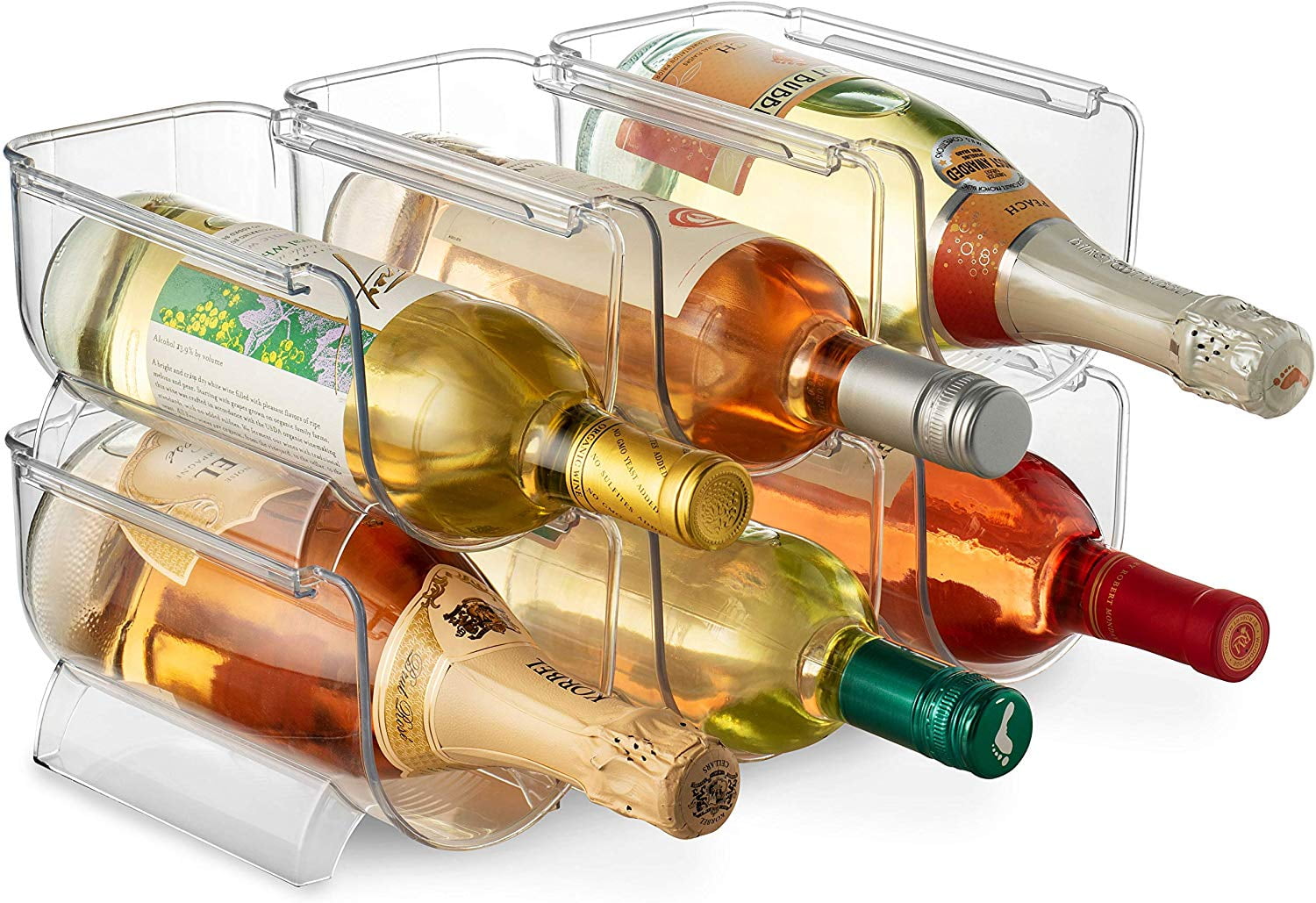 Set Of 6 Wine and Water Bottle Organizer, Stackable