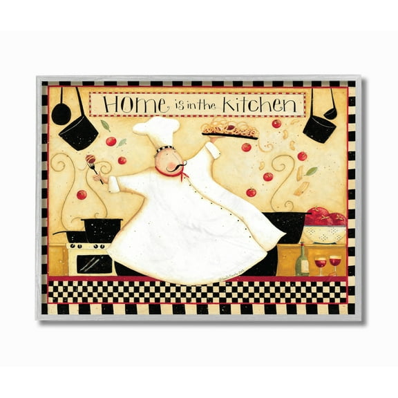 Stupell Industries Home Is In The Kitchen Wall Art Graphic Art Gray Framed Art Print Wall Art, 16x20, by Dan Dipaolo