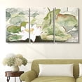 thumbnail image 2 of wall26 - 3 Panel Canvas Wall Art - Watercolor Style Lotus Flowers and Leaves - Giclee Print Gallery Wrap Modern Home Art Ready to Hang - 24"x36" x 3 Panels, 2 of 3
