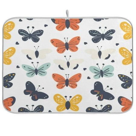 

Kitchen Drying Mat 18x24In Drying Dish Mat Dish Drying Mats Kitchen Countertop Multi-Function Drain Drying Mat Kitchen Table Colorful Cartoon Butterfly1
