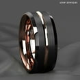 thumbnail image 3 of Tungsten Rings for Men Wedding Bands for Him Womens Wedding Bands for Her 6mm Black Brushed Rose Gold, 3 of 11