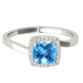 thumbnail image 2 of Mauli Jewels Rings for Women 2.35 Carat Cushion Cut Blue-Topaz And Diamond Ring prong 10K Solid Rose, White & Yellow Gold, 2 of 7