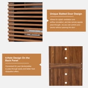 Wirrytor 5-Tier Mobile AV Media Cabinet with Slatted Door, Modern Rolling Stereo Rack, Audio Video Stand with Adjustable Shelves, Walnut