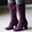 Purple, variant on Bmisegm Women Fashion Casual Vintage Retro Mid-Calf Boots Lace up Thick Heels Shoes Black 8