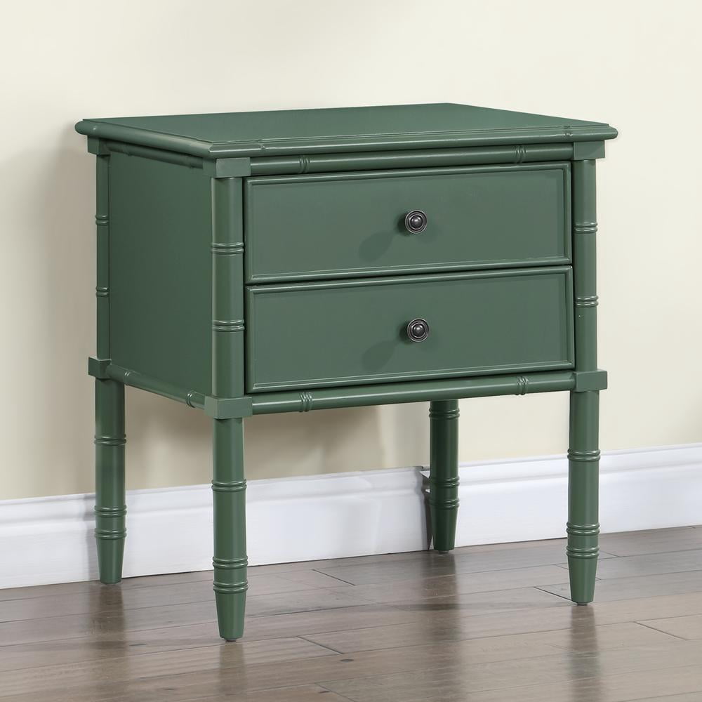 Comfort Pointe Ellison Vintage Green Wood 2-drawer Coastal Style Nightstand