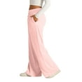 thumbnail image 3 of Women's Oversized Wide Leg Sweatpants - Elastic Drawstring Low Waist - Lightweight Casual Pants with Pockets, 3 of 8