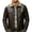 Coffee, variant on Mens Jacket Shearling Collar Faux Leather Coat, Snap Button Outerwear with Flap Pockets, Winter Wear