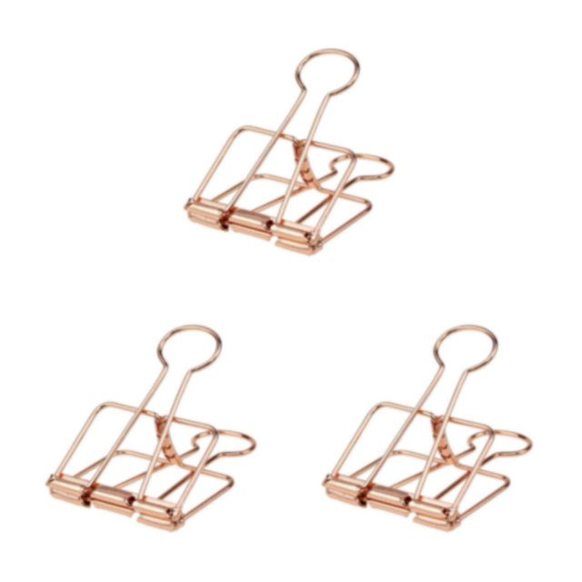stanreset 1/2/3 20 Pieces Metal Paper Clip Anti-rust Unfading Solid Color Replacement Home Office File Examination Papers Clips Rose Gold 19mm 3PCS