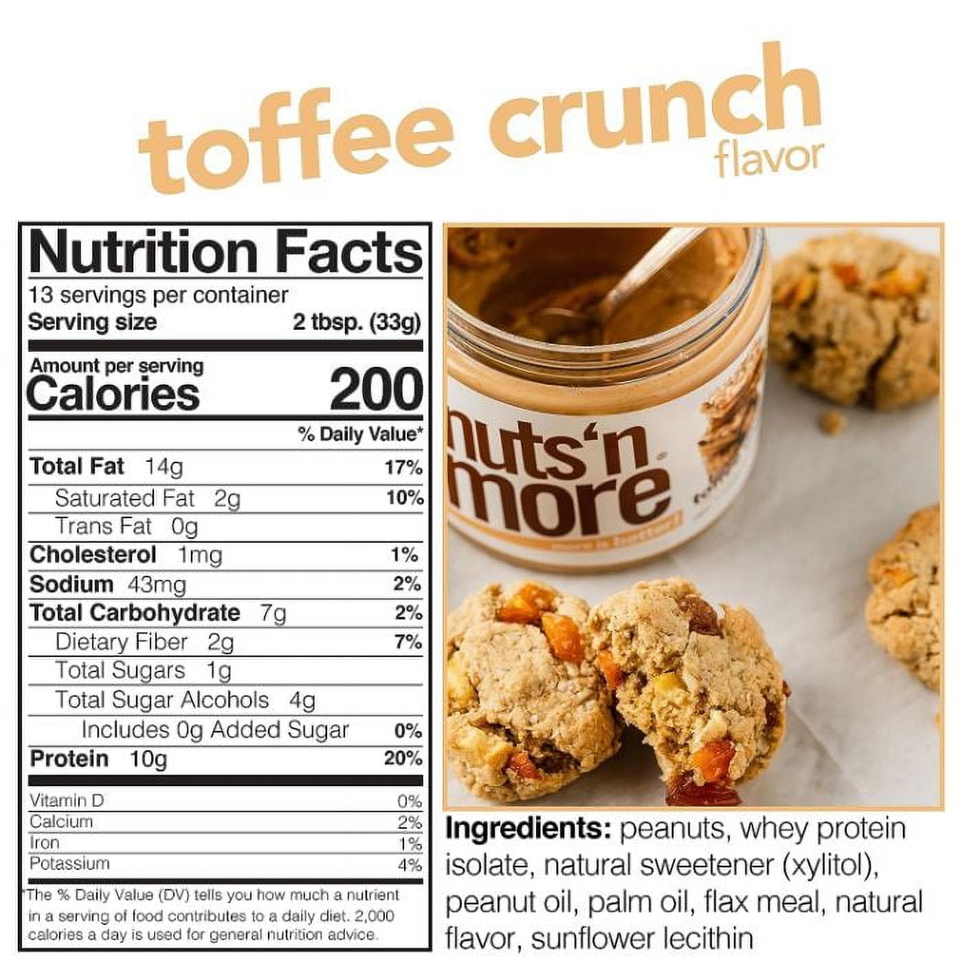 NUTS N MORE SPREAD PB TOFFEE CRUNCH 15 OZ - Pack of 6
