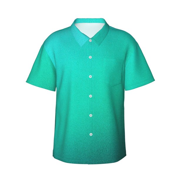 Fotbe Turquoise Light Blue Camisa Hawaiana para Hombre Unisex – Camisa Casual de Verano con Botones de Manga Corta de Algodón y Lino,Small