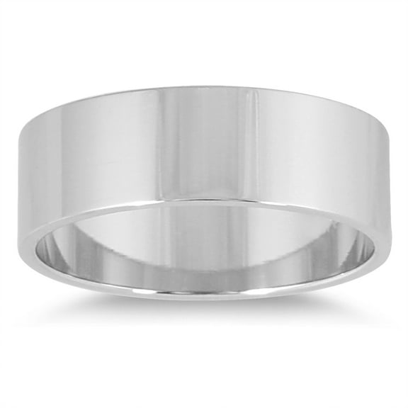SZUL Women's 6mm Flat Wedding Band in 14K White Gold