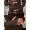 thumbnail image 2 of DARING DIVA Women's Maternity Stretchy Fitted Crew Neck Long Sleeve Tops S Brown, 2 of 8