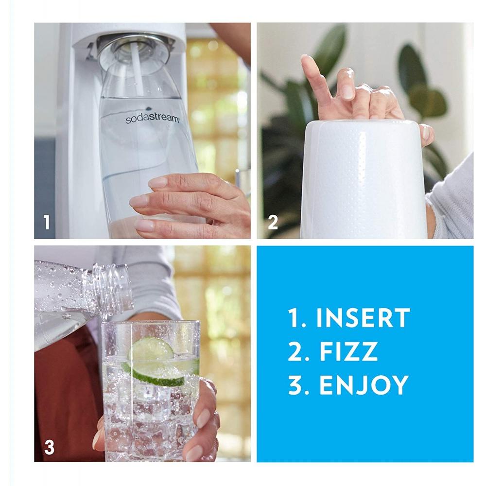 SodaStream One Touch Sparkling Water Maker (White) Bundle with CO2, 2 BPA free Bottles and 2 Fruit Drops - image 4 of 11