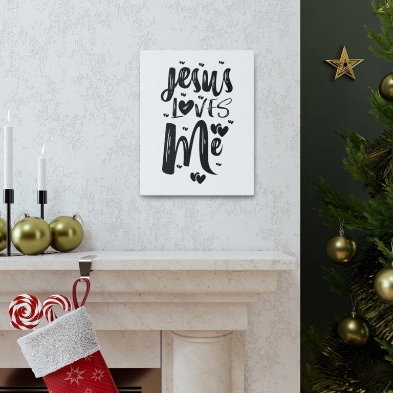 "Jesus Loves Me" Black Vinyl Wall Decal - Bible Verse Quote Sticker For Nursery, Bedroom, Home Decor