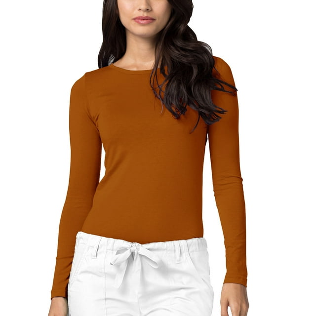 Adar Tee-Shirt Confort à Manches Longues pour Femmes, Coupe Classique, Caramel, L