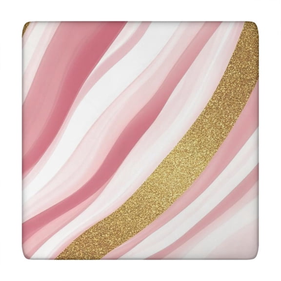 Pink White Gold Marble Pattern Square Fitted Tablecloth with Elastic Edge,Square Table Cover,Washable Elastic Table Cover for Home Kitchen Party Decor 34"x34"