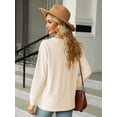 thumbnail image 3 of Cuteduck Women's Long Sleeve Pullover Tops for V Neck Button Loose Casual T-shirt L(US12-14), 3 of 5