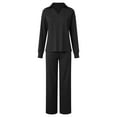 thumbnail image 6 of YDFCWXW Two Piece Sets for Women V Neck Casual Matching Sets Loungewear Fall Clothes Travel Outfits Fashion 2025 Black, XXL, 6 of 8
