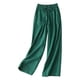 thumbnail image 1 of Pantalones anchos de algodón y lino para mujer: cintura alta elástica, corte holgado y ajustado, pantalones rectos informales para primavera/otoño, 1 of 6