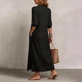 thumbnail image 5 of Ayolanni Dresses for Women 2026 Babydoll 3/4 Sleeve V Neck A-Line Maxi Dresses Button Down Beach Solid Hawaii Long Dress with Pockets Black L, 5 of 7