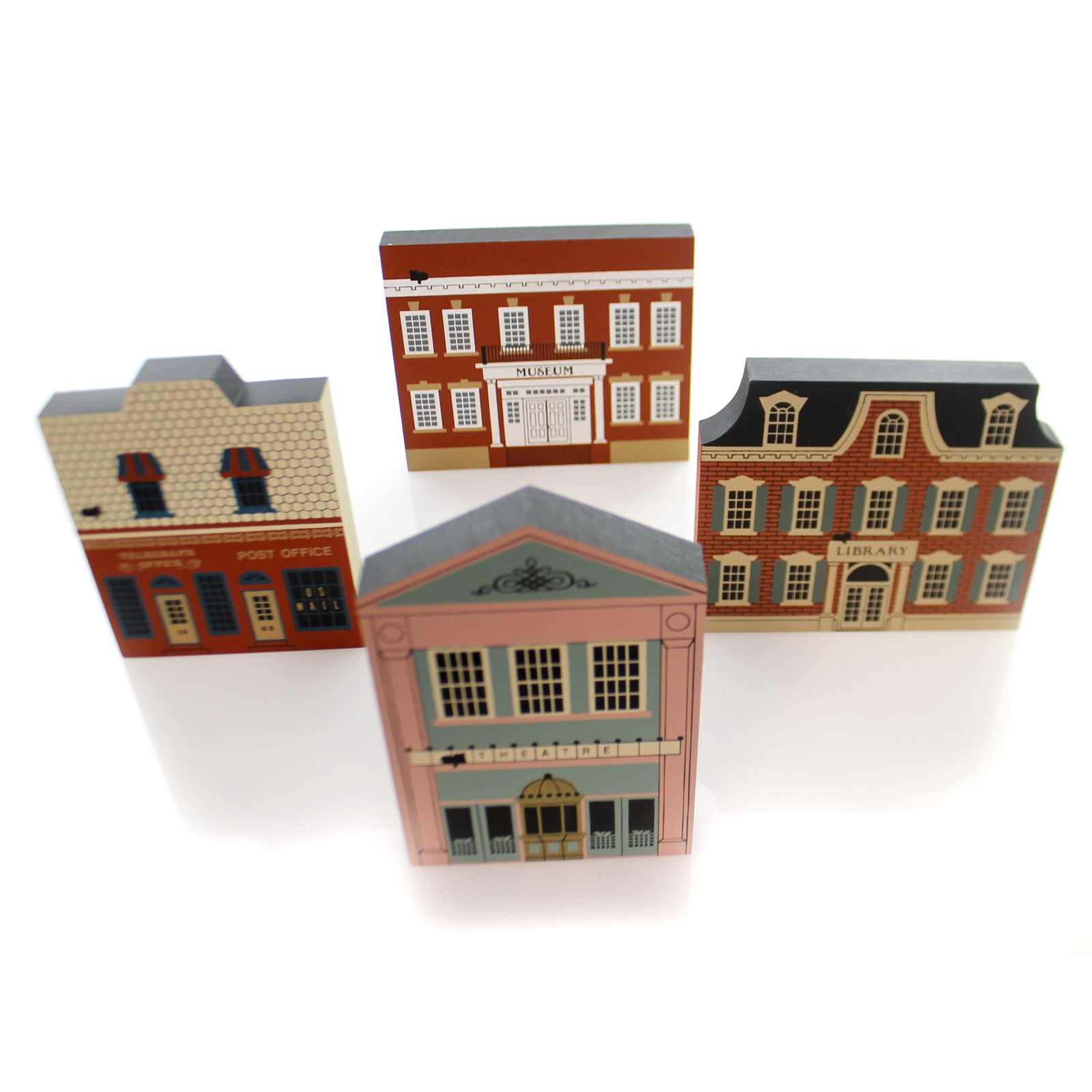 Cats Meow Village MAIN STREET SERIES Wood Set/4 Retired Main Street