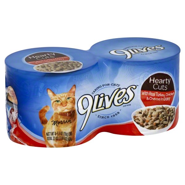 9Lives Hearty Cuts With Real Turkey, Chicken & Cheese Wet Cat Food, 5.5