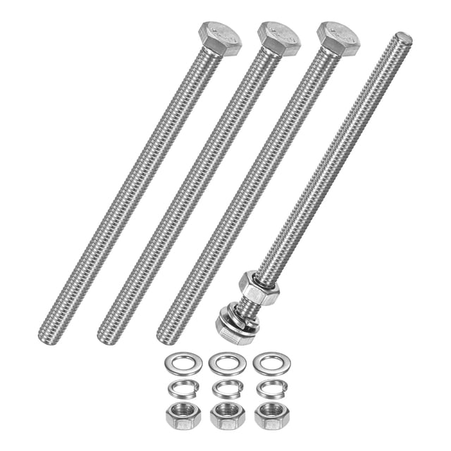 Uxcell Lot de 4 Vis Hexagonale avec Écrous Rondelles Plates & Verrouillables M6x95mm