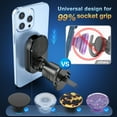 thumbnail image 5 of Car Vent Phone Mount for Socket Grip, Air Vent Clip Phone Holder Compatible with Magsafe Wallet Black & iPhone Samsung Card Holder, Cell Phone Stand with Sticky Adhesive, 5 of 8