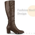 thumbnail image 7 of Unique Bargains Women's Slouch Square Toe Chunky Heels Knee High Boots Brown 8, 7 of 7