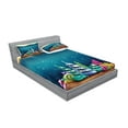 thumbnail image 2 of Ambesonne Ocean Fitted Sheet & Pillow Sham Set, Shell Houses Bubbles, Full, Teal Brown, 2 of 2