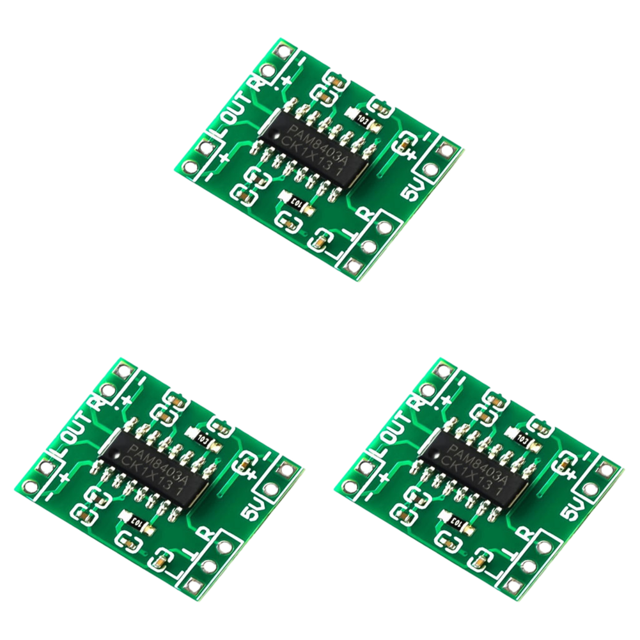 PAM8403 Módulo amplificador audio estéreo 2 canales 2.5V-5.5V 2x3W Fuente alimentación USB