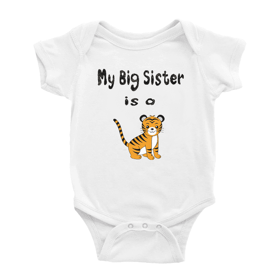 My Big Sister Is A Tiger Cute Baby Bodysuit Boy Girl